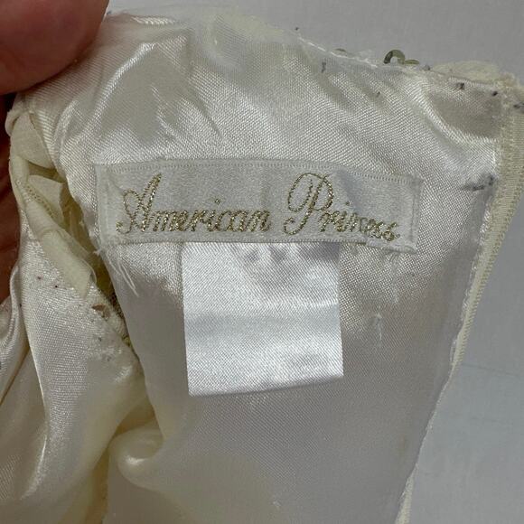 AMERICAN PRINCESS GIRL'S DRESS SIZE 3T IVORY GOLD SEQUIN RIBBON FLORAL - Picture 5 of 9